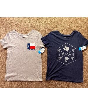 Texas Proud Flag & State Graphic Tees Set of 2 Women's Casual Size M